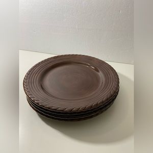 Lucca Z Gallerie 4 Dinner Plates Hand Painted Rope Rim Collection